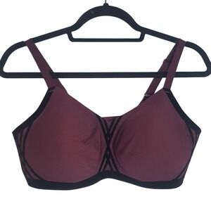 Honey Love CrossOver Bra Burgundy Wireless Support Removable Pads Size M+ Black
